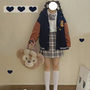 Super Cute Bear Women's Corduroy Jacket Baseball